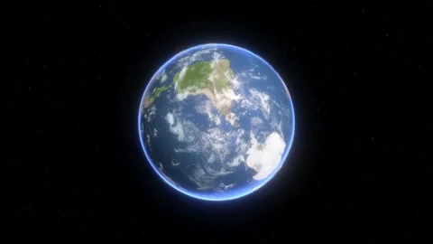 View of Earth from Space Pacific Ocean, Continents, and Starry Sky Highligh.. Stock Footage 314066273