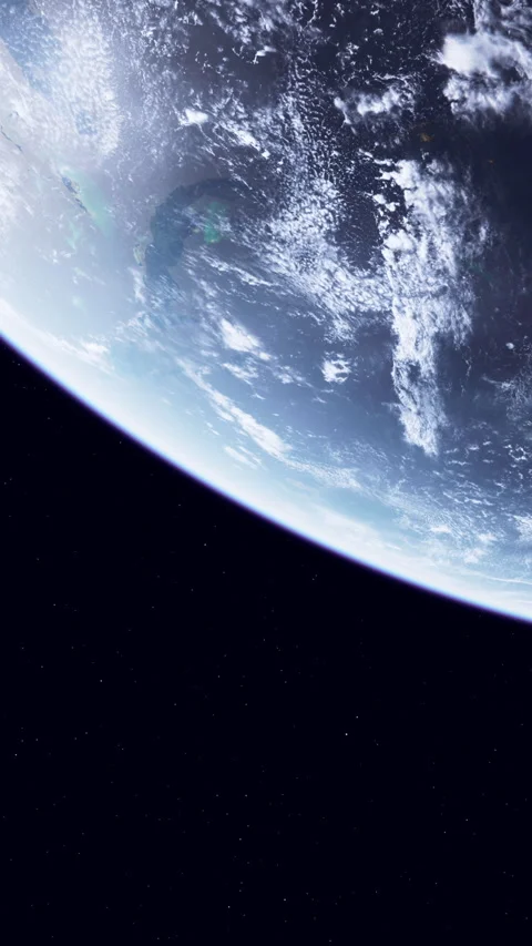 View of Earth from space showing clouds and atmosphere at night Stock Footage 341050360