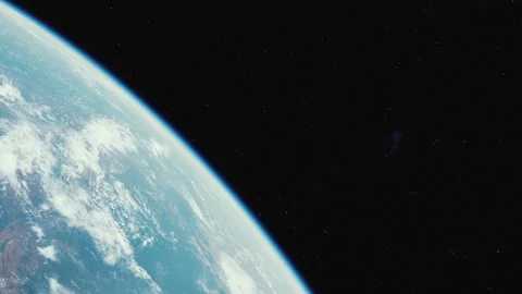 View of Earth from space showing clouds and land with black background Stock Footage 343941627