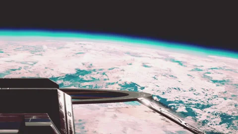 View of Earth from space showing clouds and the atmosphere Stock Footage 344392711