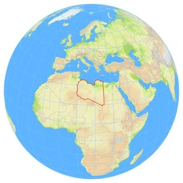 View of the earth from space showing the location of Libya Stock Illustration