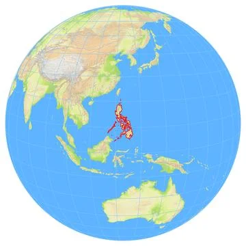 View of the earth from space showing the location of the Philippines Stock Illustration