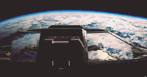 View of Earth from a spacecraft with a stunning perspective of the atmosphere Illustrazione stock