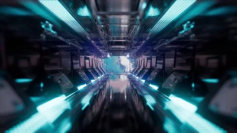 View to the Earth from spaceship tunnel Stock Footage 84634673