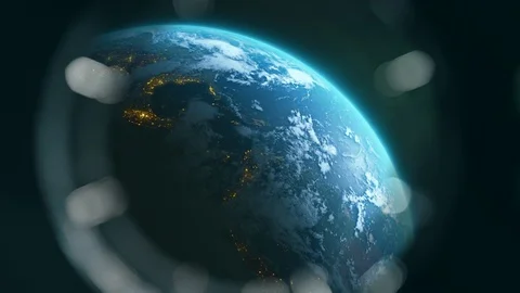 View of Earth from Spaceship Window Stock Footage 95603989