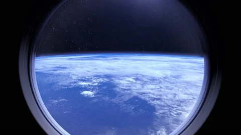 View of Earth through the window of the international space station. Space Stock Footage 68893714