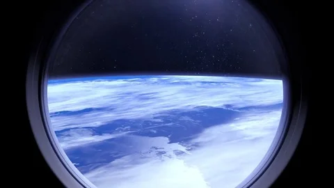 View of Earth through the window of the international space station. Timelaps Stock Footage 69099156