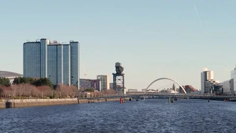 View east on River Clyde towards Glasgow city centre Stock Footage 172094743