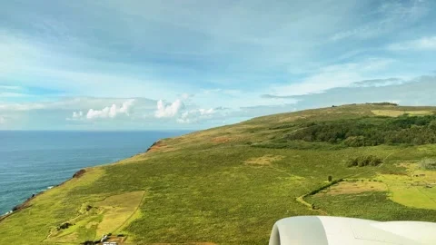 View of Easter Island from an airplane,takeoff from Mataveri International .. Stock Footage 333951322