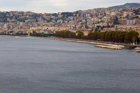 View of the eastern part of Naples city and the Gulf of Naples. Italy. Stock Photos
