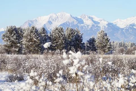 View of the Eastern Sayan Mountains on a clear day Stock Photos