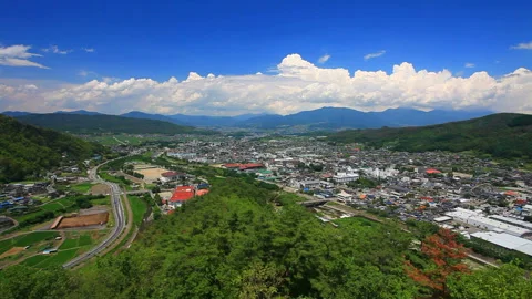 View of Eboshi Mountain and Maruko City from the Second Enclosure of Maruko Видео 330496995