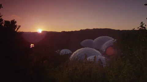 View Of The Eden Project From A Distance At Night Stock Footage 221859906