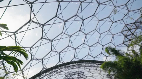 View Of The Eden Project Windows From The Inside 2 Stock Footage 221828697