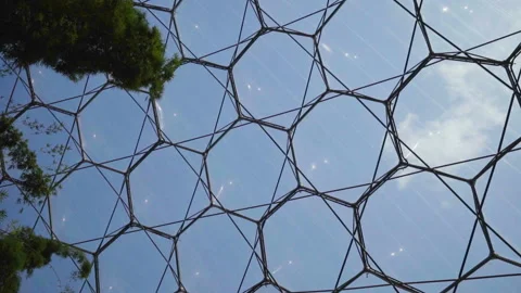 View Of The Eden Project Windows From The Inside 3 Stock Footage 221828710