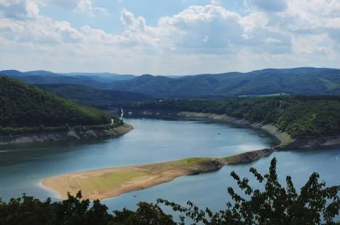 View on the Edersee at low tide Stock Photos
