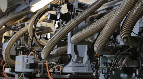 View of edge banding machine elements Stock Footage 61528218