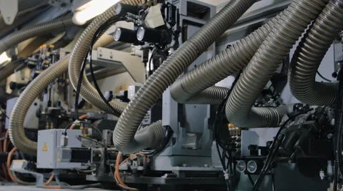 View of edge banding machine elements 스톡 동영상 61528449