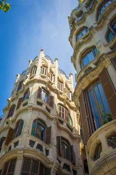 View on Edificio Casasayas also known as Can Casasayas, modernist and Art N.. 스톡 사진