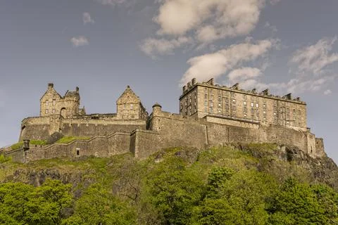 View of Edinburgh Castle from low angle in city against sky Stock Photos