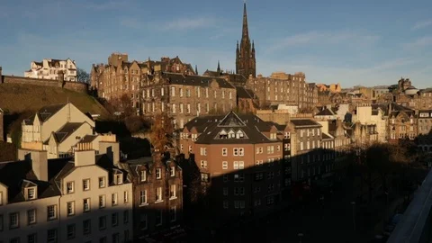 View of Edinburgh Old Town Stock Footage 98976515