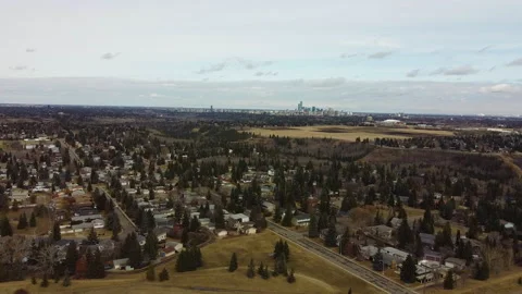 View from Edmonton suburb looking at downtown across ravine Stock Footage 151724662