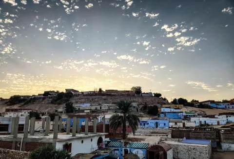 View of egypt village under blue sky. Stock Photos