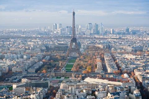 View on Eiffel Tower and panorama of Paris in winter day view on Eiffel To... Stock Photos