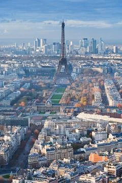 View on Eiffel Tower and panorama of Paris in winter afternoon view on Eif... Stock Photos