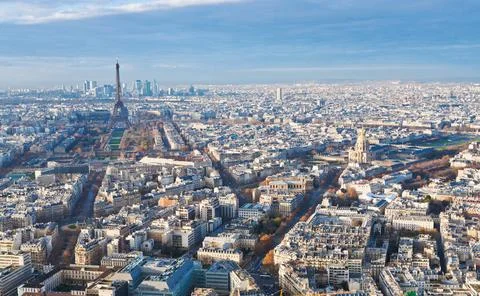 View on Eiffel Tower and panorama of Paris in winter afternoon view on Eif... Stock Photos