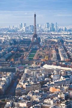 View on Eiffel Tower and panorama of Paris in winter afternoon view on Eif... Stock Photos