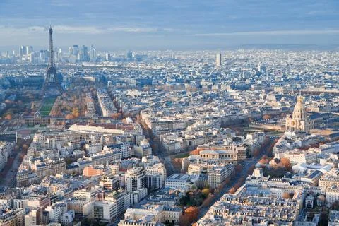View on Eiffel Tower and panorama of Paris in winter day view on Eiffel To... Stock Photos