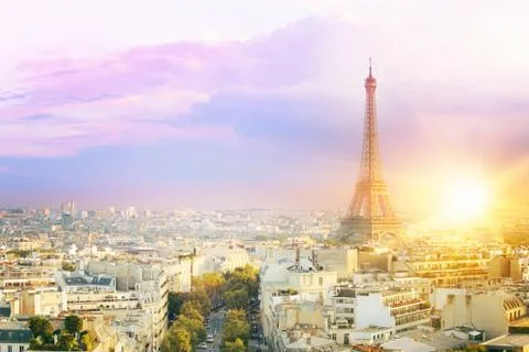 View of Eiffel tower and Paris Foto stock