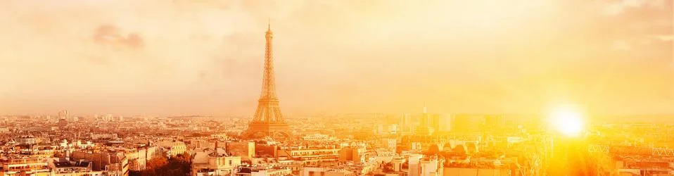 View of Eiffel tower and Paris Stock Photos