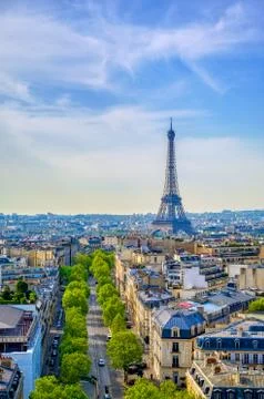 A view of the Eiffel Tower and Paris, France from the Arc de Triomphe. 写真素材