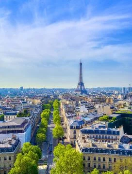A view of the Eiffel Tower and Paris, France A view of the Eiffel Tower an... Foto stock