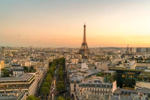 View of Eiffel Tower from Arc de Triomphe, Paris, France, Europe 스톡 사진