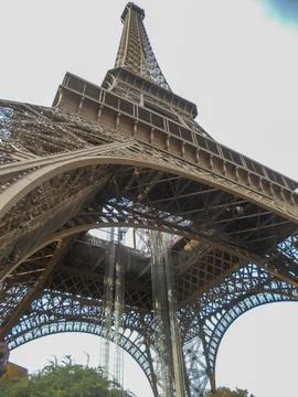View of the Eiffel Tower from below in Paris Stock Photos