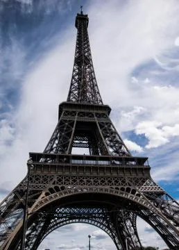 View at the Eiffel Tower from below the tower Stock Photos
