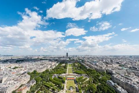 View from Eiffel Tower Champ de Mars Paris Ile de France France Europe Stock Photos