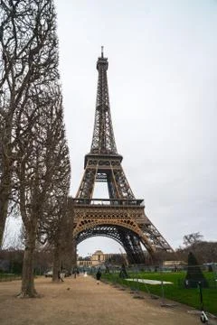 View at Eiffel Tower from the Champ de Mars (Field of Mars) Stock Photos