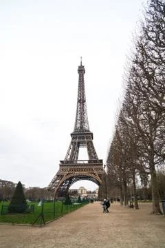 View at Eiffel Tower from the Champ de Mars (Field of Mars) Stock Photos
