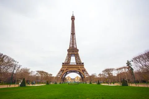 View at Eiffel Tower from the Champ de Mars (Field of Mars) Stock Photos