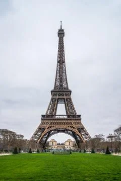 View at Eiffel Tower from the Champ de Mars (Field of Mars) Stock Photos