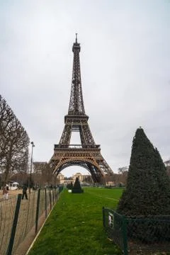 View at Eiffel Tower from the Champ de Mars (Field of Mars) Stock Photos