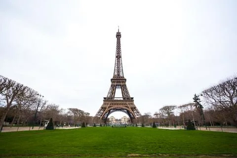 View at Eiffel Tower from the Champ de Mars (Field of Mars) Stock Photos
