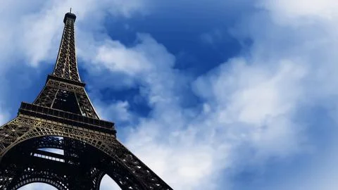 Up View of the Eiffel Tower with Clouds Illustrazione stock