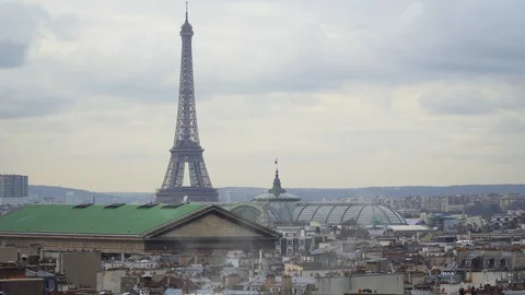 View of the Eiffel Tower from the Gallery Lafayette, Paris Stock Footage 101168048