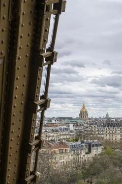 View from the Eiffel Tower to the Invalides, Paris, Ile-de-France, France 库存照片