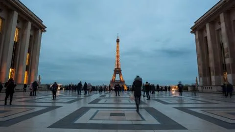 View of Eiffel Tower from Jardins du Trocadero in Paris, France. Eiffel Tower Stock Photos
